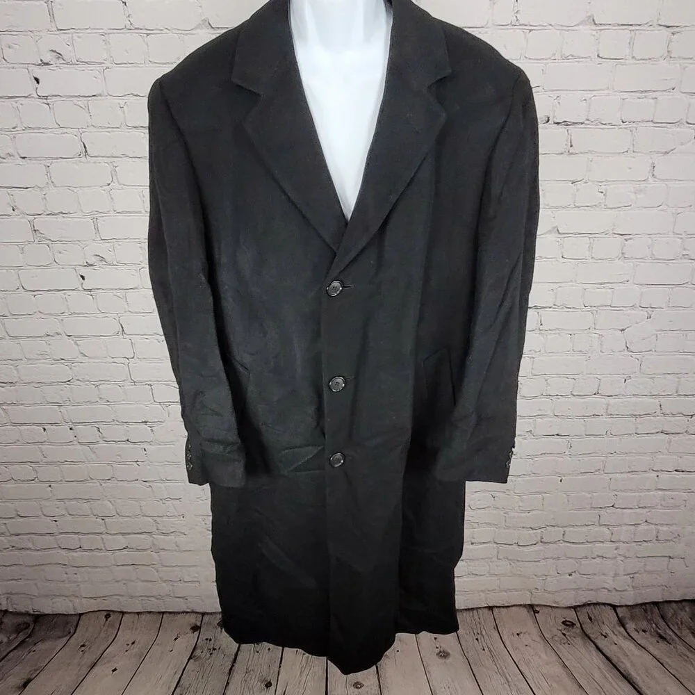Joseph & Lyman Black 100% Cashmere Classic Buttoned Over Coat Size Large L